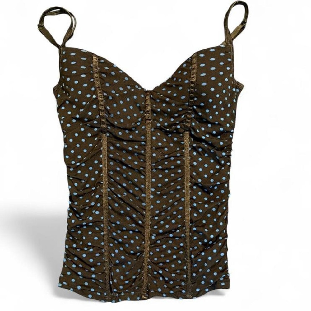 Victoria's Secret black with blue polka dot corset top